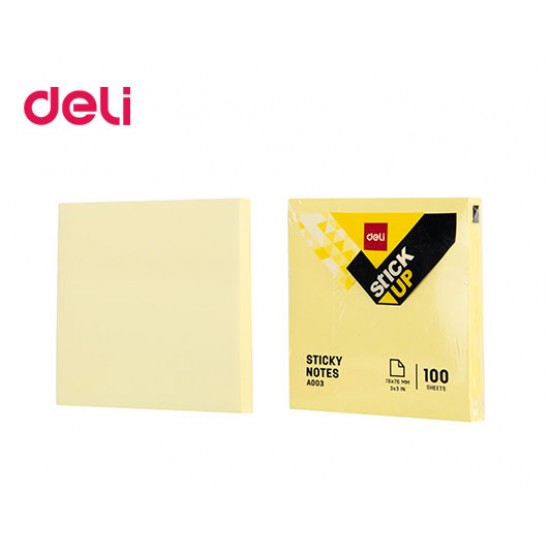 DELI ΧΑΡΤΙΑ ΣΗΜΕΙΩΣΕΩΝ ΑΥΤΟΚΟΛΛΗΤΑ 100Φ. 76x76mm STICK UP ΚΙΤΡΙΝΟ 